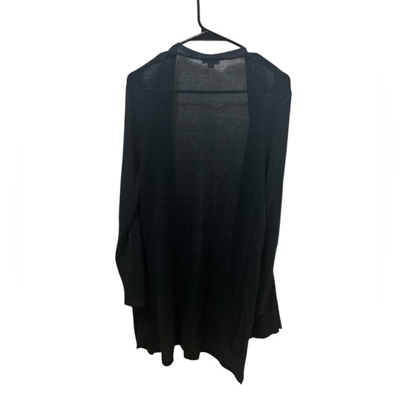 J.Jill Linen Blend Long Line Navy Blue Open Cardigan Size Large - Picture 2 of 4